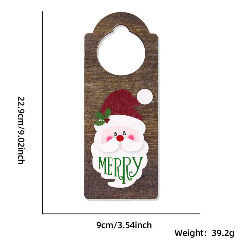 2PC Christmas Decor Wooden Door Hanging Santa Snowman Party Decor Door Handle Pendant - Image 9