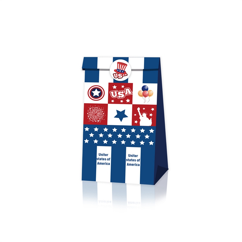 Lb225 Amazon American Independence Day Flag Celebration Party Gift Candy Flat Bottom Kraft Paper Bag - 图片 4
