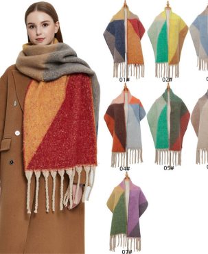 Shawl Autumn and Winter Thickened Tassel Jacquard Geometric Scarf Keep Warm