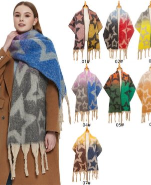 Shawl Foreign Trade Autumn and Winter Thickening Scarf Circle Yarn Coarse Tassel Jacquard Scarf