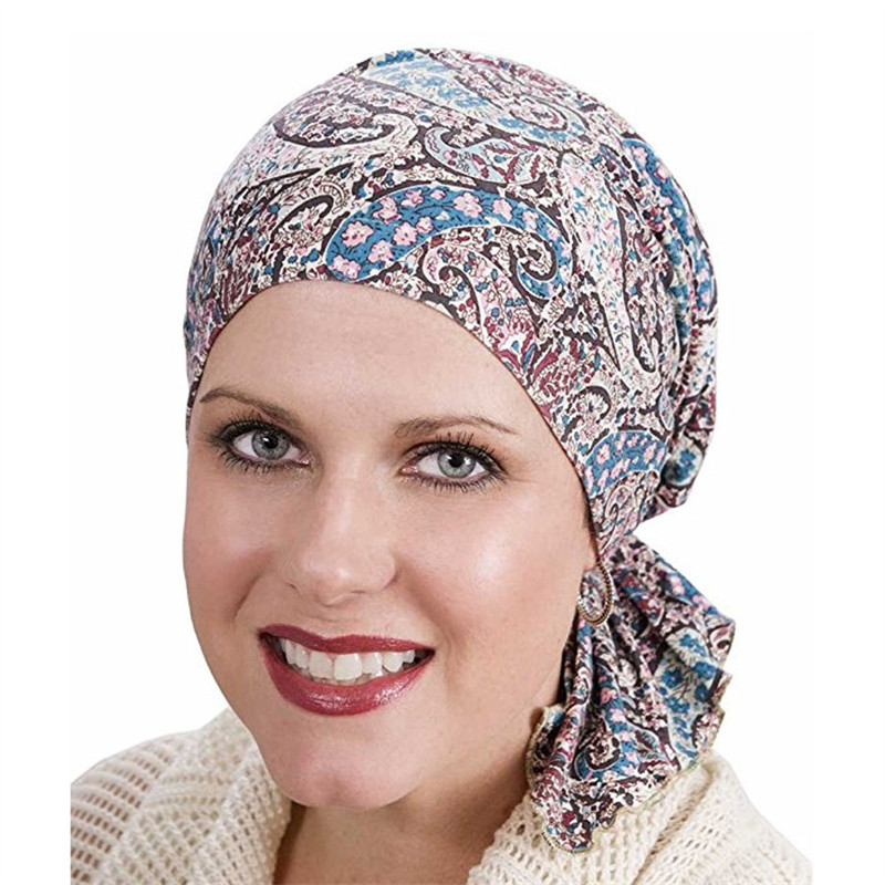 Cotton Printed Turban Hat Chemo Cap Head Cap Muslim Hat Knitted Hat - 图片 4