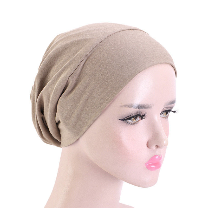 Elastic Cotton Sleeve Cap Pile Cap Satin Lining Double Layer Nightcap Shower Cap - 图片 4