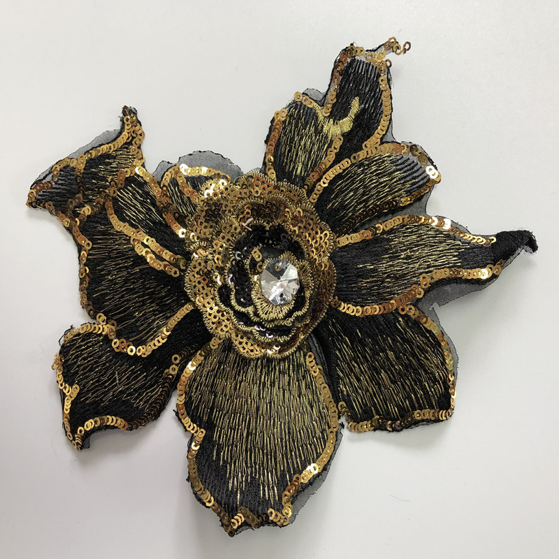2pc Diamond Sequin Embroidered Flower Cloth Sticker Lace Computer Embroidered Patch Dance Clothing Ornaments Accessories Diy - 图片 4