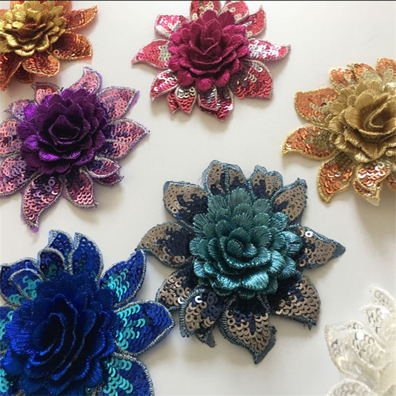 2pc Three-Dimensional Sequins Little Flower Embroidered Cloth Sticker Patch Wedding Dress Dancing Dress Dress Decoration Accessories Diy - 图片 5