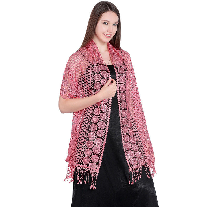 Sequin Embroidered Dress Shawl Dinner Shawl Water Soluble Sequin Tassel Shawl - 图片 3