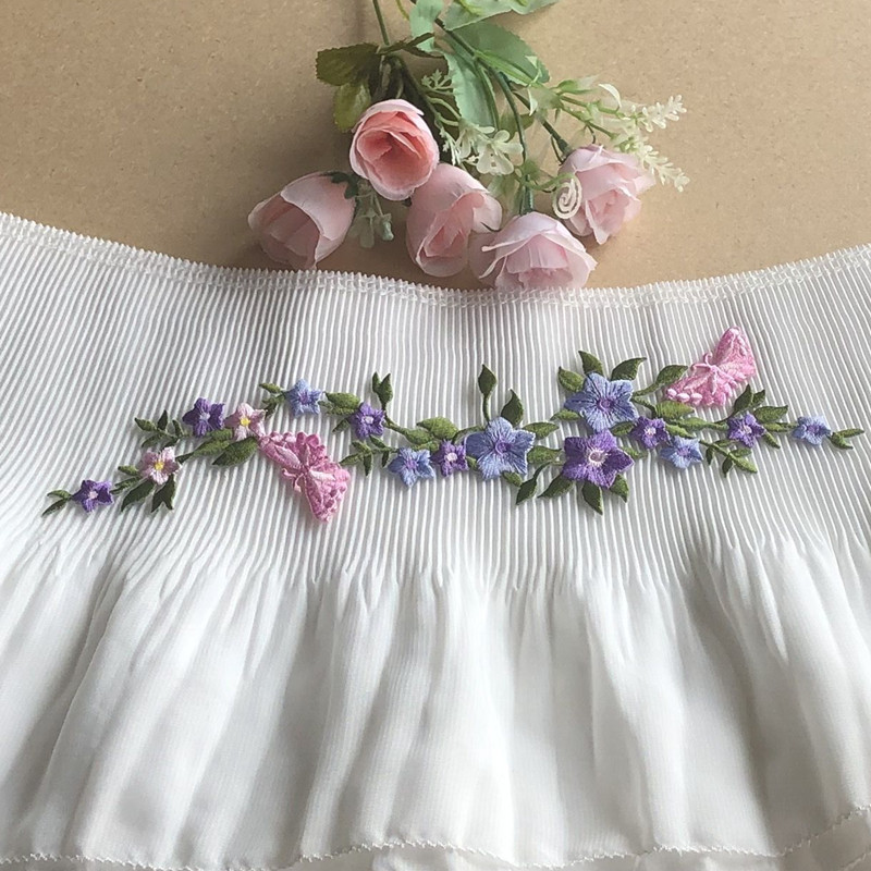 Pink Flower Computer Embroidered Cloth Sticker Patch Hole Adhesive Han Clothes Decoration Dance Skirt Accessories Diy - 图片 4