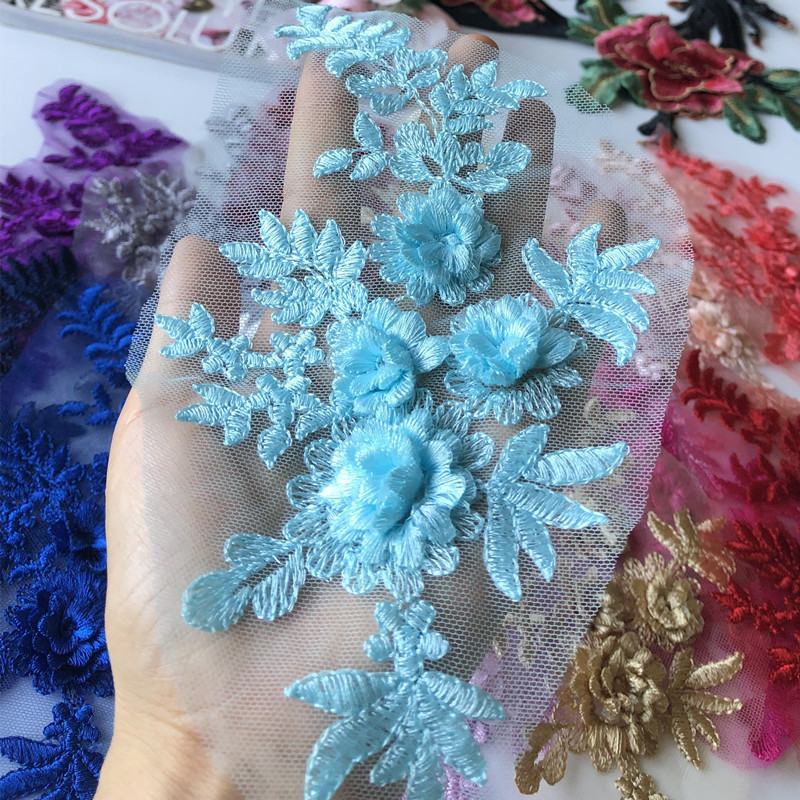 Flower Embroidered Cloth Stickers Mesh Lace Patch Children's Clothes Decoration Wedding Dress Accessories Hand Sewing Diy - 图片 5