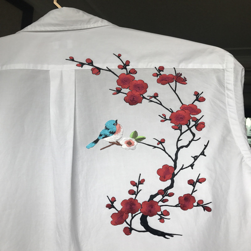 2PC Plum Blossom Cloth Sticker Embroidery Embroidery Clothes Patch Hole Stickers Flower Large Embroidered Piece Adhesive Decorative Accessories Diy - Image 3