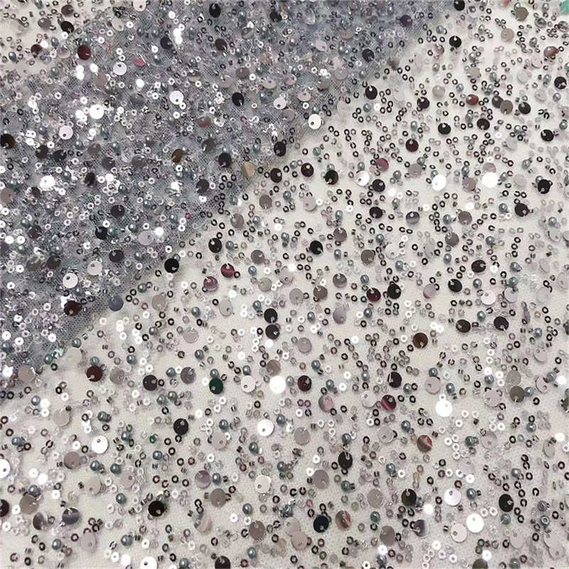Pearl Sequined Fabric Mesh Pearl Embroidery Fabric DIY Clothing Adjuvant - 图片 3