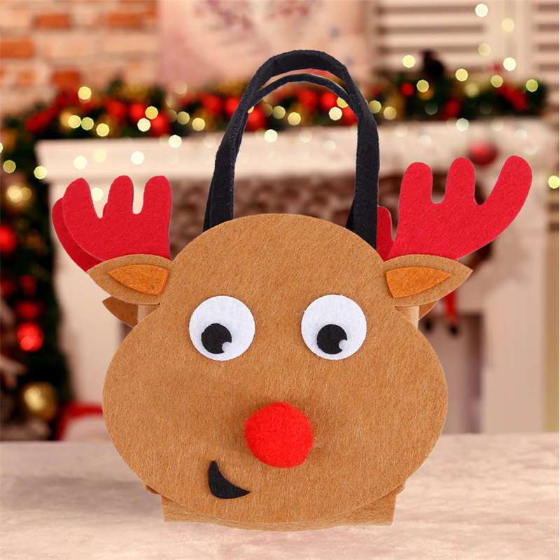 New Arrival Felt Christmas Handbag Christmas Eve Apple Bag Christmas Decorations Cartoon Elk Candy Bag - 图片 4