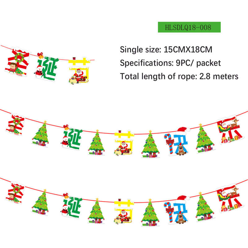 2PC Christmas Decor Christmas Hanging Flag Hanging Decor Holiday Banner Party Decor Paper Cartoon - Image 12