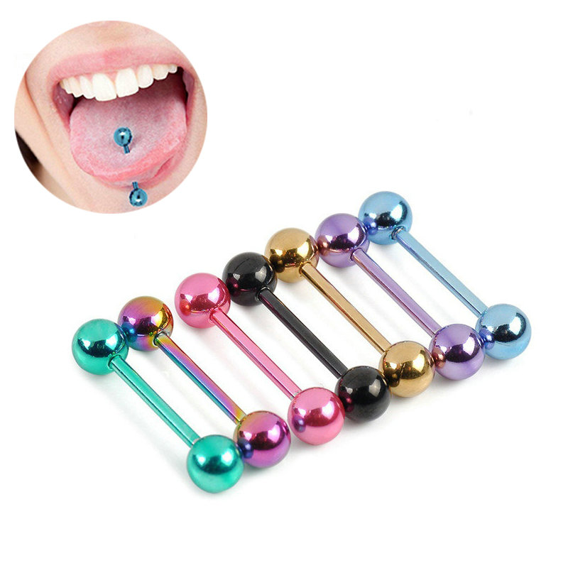 7 PCS Colorful Steel Bar Tongue Rings Body Piercing Jewelry Tounge Bars D - Image 16