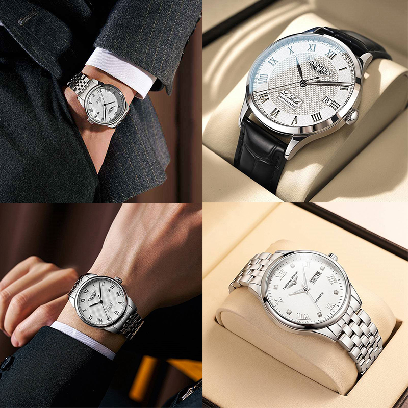 Men's Watch Swiss Mechanical Watch Automatic Solid Steel Belt Business Men's - 图片 15
