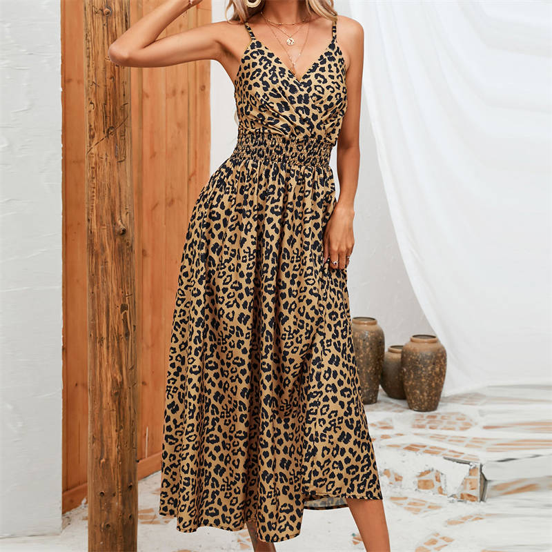 Dress Summer Leopard Print Sling Group Foreign Trade Women's Clothing Leopard Print - Image 5