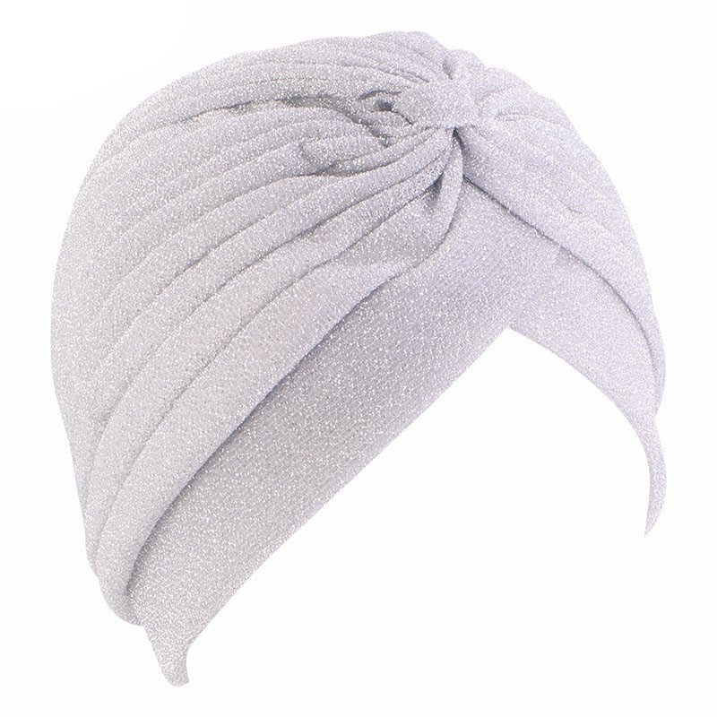 Golden Bright Silk Indian Hat Turban Hat Baotou Cap Chemo Cap Muslim Headscarf - 图片 5