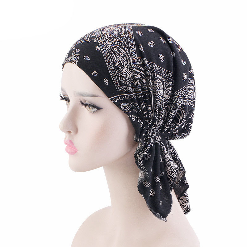 Cotton Printed Turban Hat Chemo Cap Head Cap Muslim Hat Knitted Hat - 图片 5