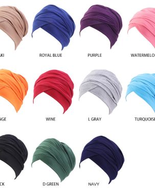 Stretch Cotton Long Tail Wrap Cap Scarf Hat Indian Hat Length End Cap