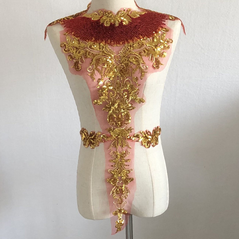Gold Sequin Gauze Embroidered Lace Cloth Sticker Clothes Skirt Decorative Large Patch Accessories - Image 6