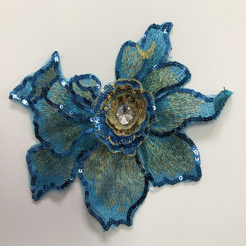 2pc Diamond Sequin Embroidered Flower Cloth Sticker Lace Computer Embroidered Patch Dance Clothing Ornaments Accessories Diy - 图片 5