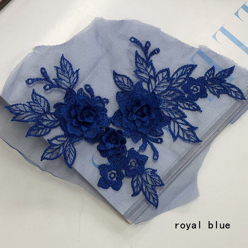 Three-Dimensional Flower Mesh Embroidered Cloth Stickers Lace Patch Wedding Dress Clothing Ornaments Accessories Hand Sewing Diy - 图片 12