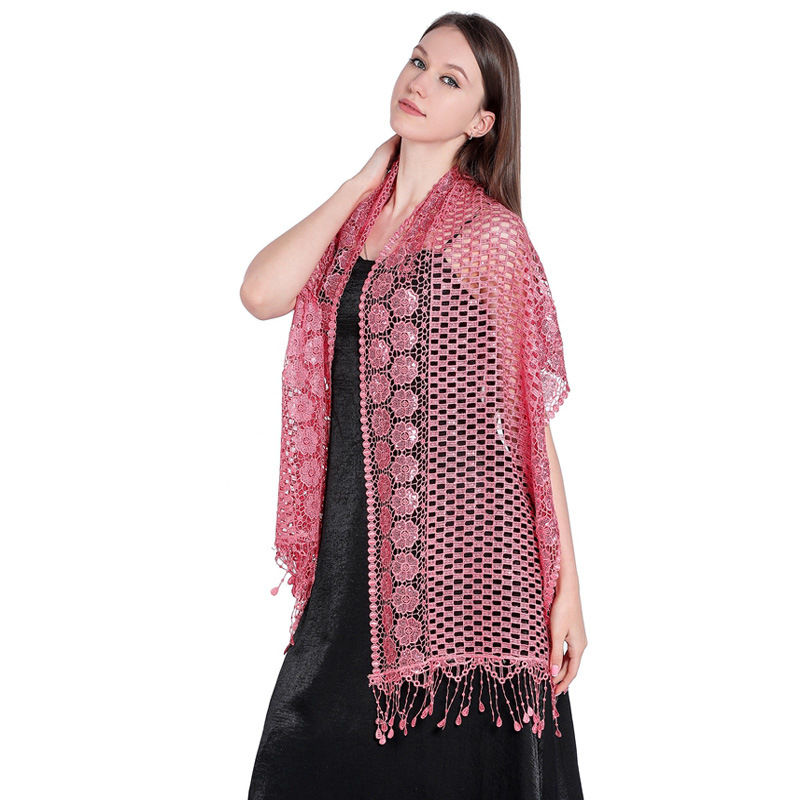 Sequin Embroidered Dress Shawl Dinner Shawl Water Soluble Sequin Tassel Shawl - 图片 4
