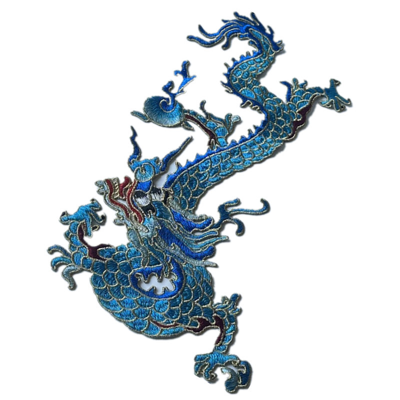 Blue Embroidered Dragon Cloth Sticker Cheongsam Denim Wear Skirt Decorative Patch Laminate Hand-Stitched without Adhesive - 图片 5