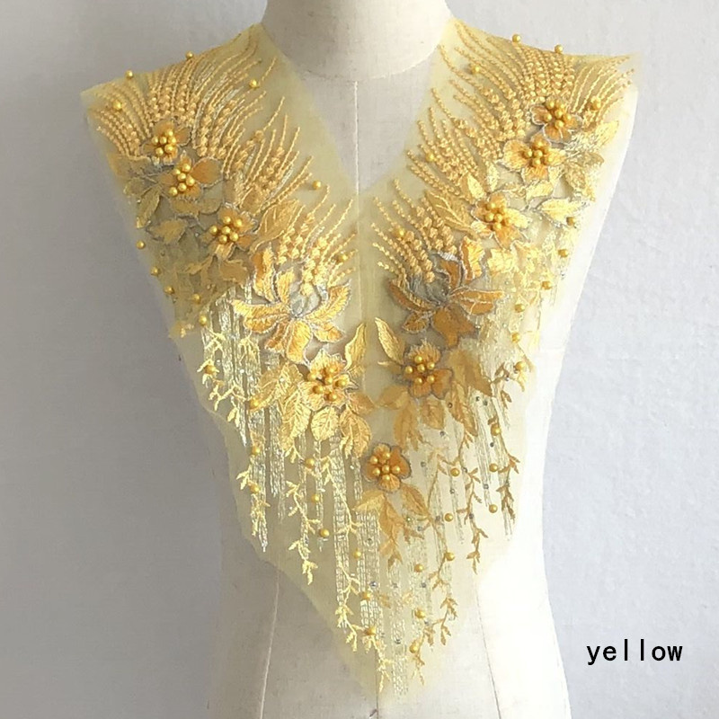 Embroidery Handmade Beaded Rhinestone Cloth Sticker Flower Lace Wedding Dress Patch Clothing Ornaments Accessories - 图片 6