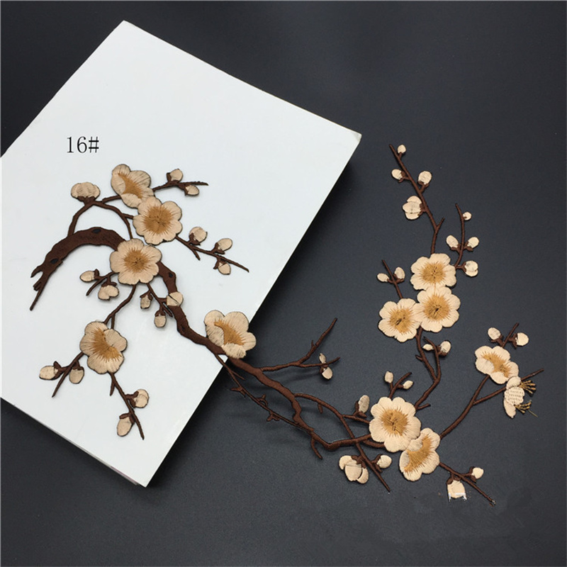 2PC Plum Blossom Cloth Sticker Embroidery Embroidery Clothes Patch Hole Stickers Flower Large Embroidered Piece Adhesive Decorative Accessories Diy - Image 4