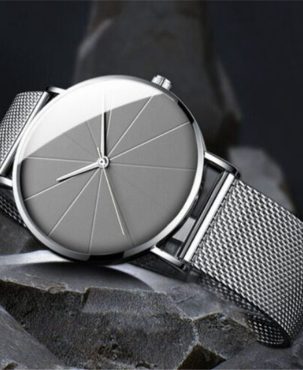 Men's Ultra Thin Simple Watch Ultra Thin Mesh Strap Stainless Steel Quartz