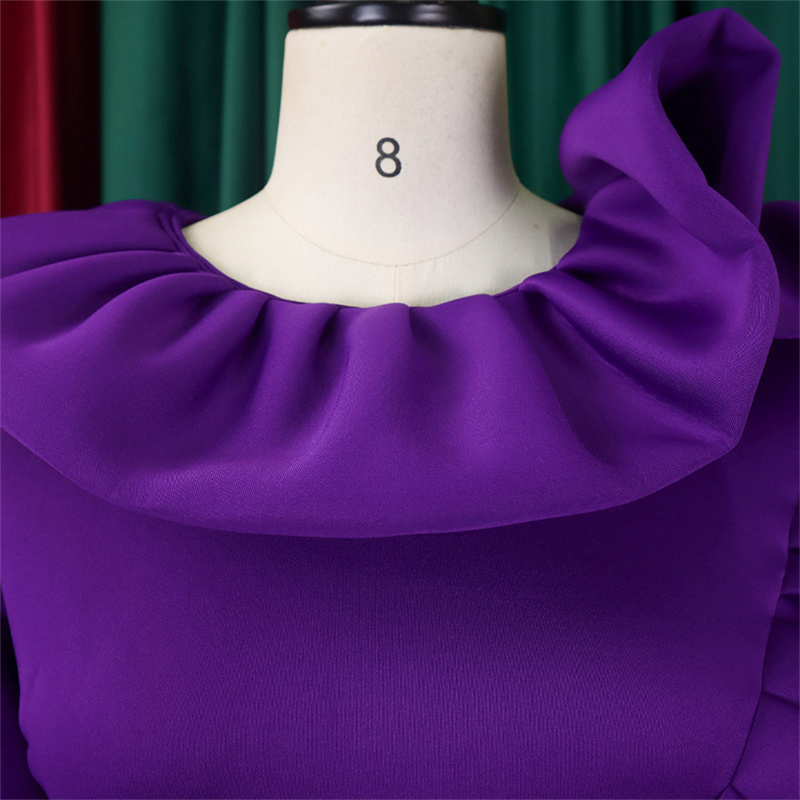 Women's Clothing Fashion Elegant Solid Color Large Swing Skirt Ruffled Dress - 图片 5