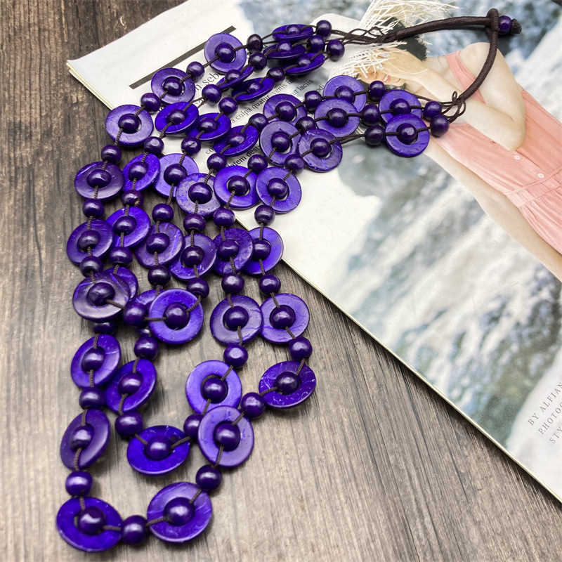 Wooden Three-Layer Beaded Necklace Bohemian Style Necklace Sweater Chain Necklace - 图片 4