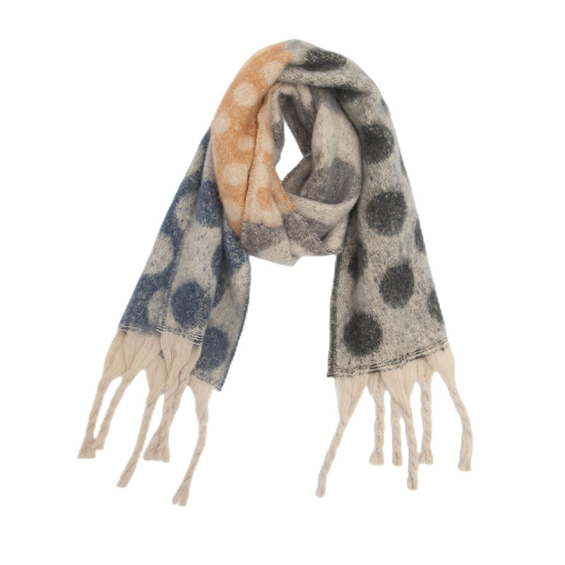 Autumn and Winter Thickened Scarf Circle Yarn Thick Tassel Jacquard Big Circle Scarf Shawl - 图片 6