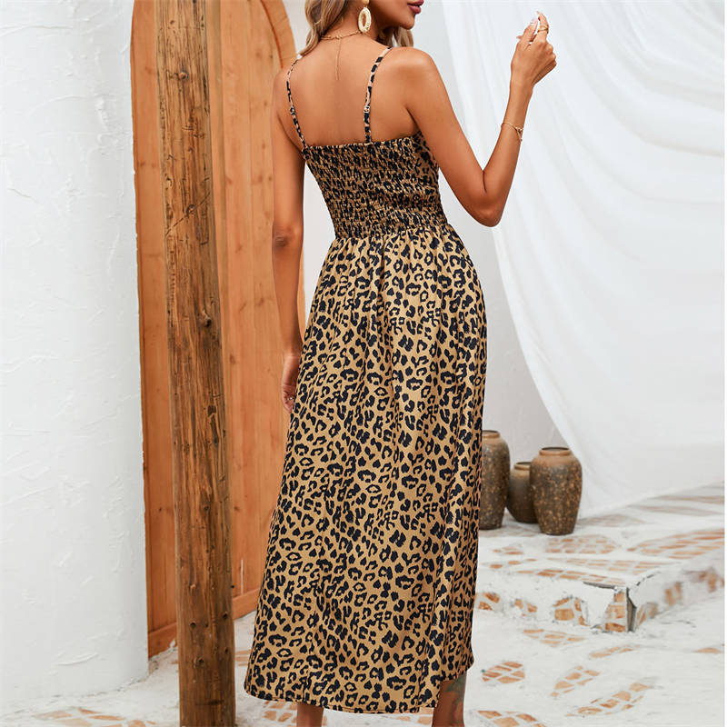 Dress Summer Leopard Print Sling Group Foreign Trade Women's Clothing Leopard Print - Image 6