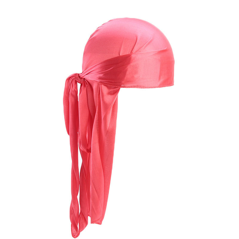 Men's and Women's Silk-like Long Tail Turban Hat Pirate Hat Silky Durag Hair Cap - 图片 6