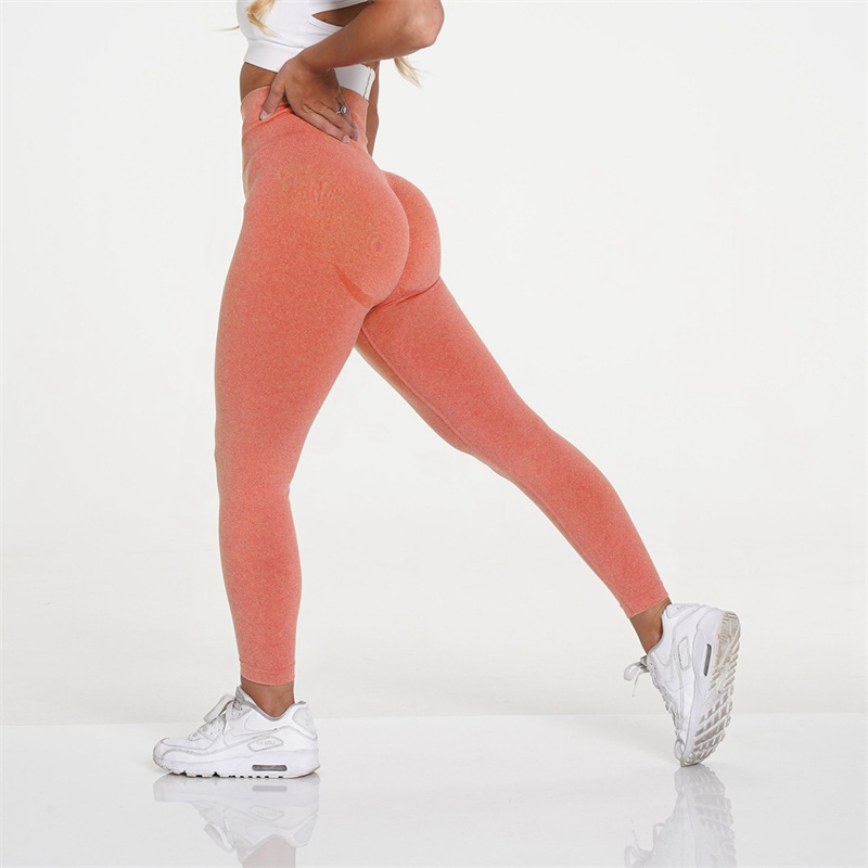 European and American Seamless Knitted Small Crescent Breathable Quick-Drying Fitness Pants High Waist Peach Hip Tight Stretch Hip Lift Yoga Pants - Image 7