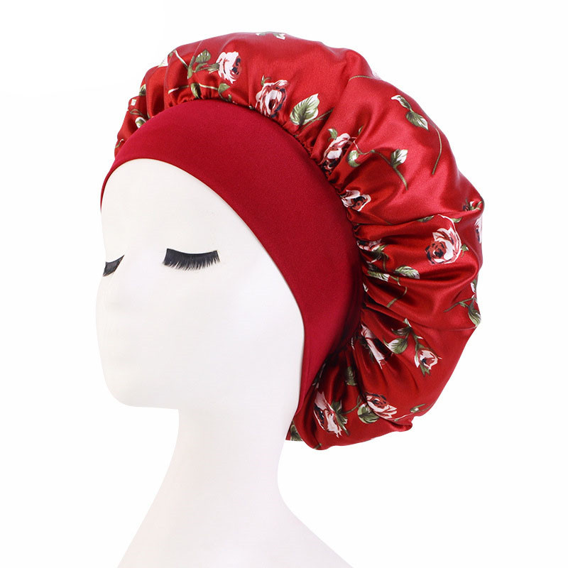 Pansy Type Satin Wide Brim Nightcap Shower Cap Beauty and Hairdressing Hat - 图片 6