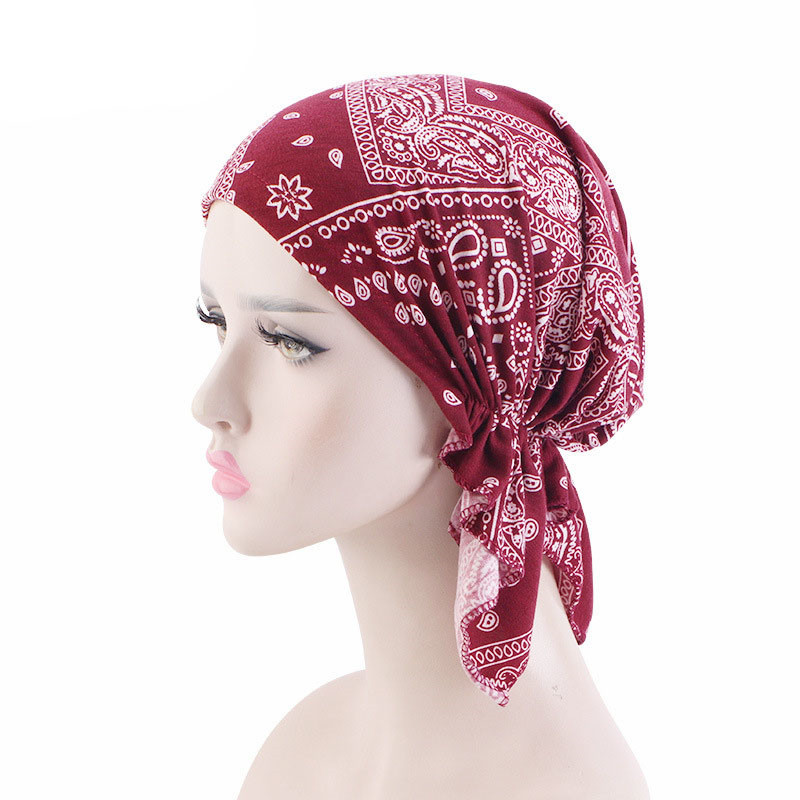 Cotton Printed Turban Hat Chemo Cap Head Cap Muslim Hat Knitted Hat - 图片 6