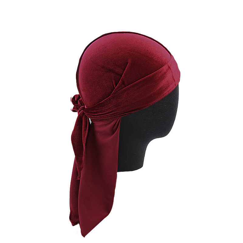 Velvet Long Tail Pirate Hat Long Streamer Tam-O'-Shanter Head-Wrapping Hat Durag - 图片 4