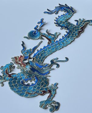 Blue Embroidered Dragon Cloth Sticker Cheongsam Denim Wear Skirt Decorative Patch Laminate Hand-Stitched without Adhesive