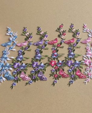 Pink Flower Computer Embroidered Cloth Sticker Patch Hole Adhesive Han Clothes Decoration Dance Skirt Accessories Diy