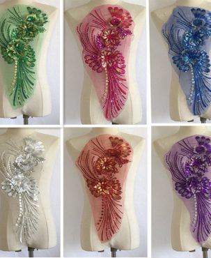 Three-Dimensional Sequin Gauze Embroidered Cloth Stickers Large Patch Cheongsam Clothes Skirt Decorative Accessories Diy