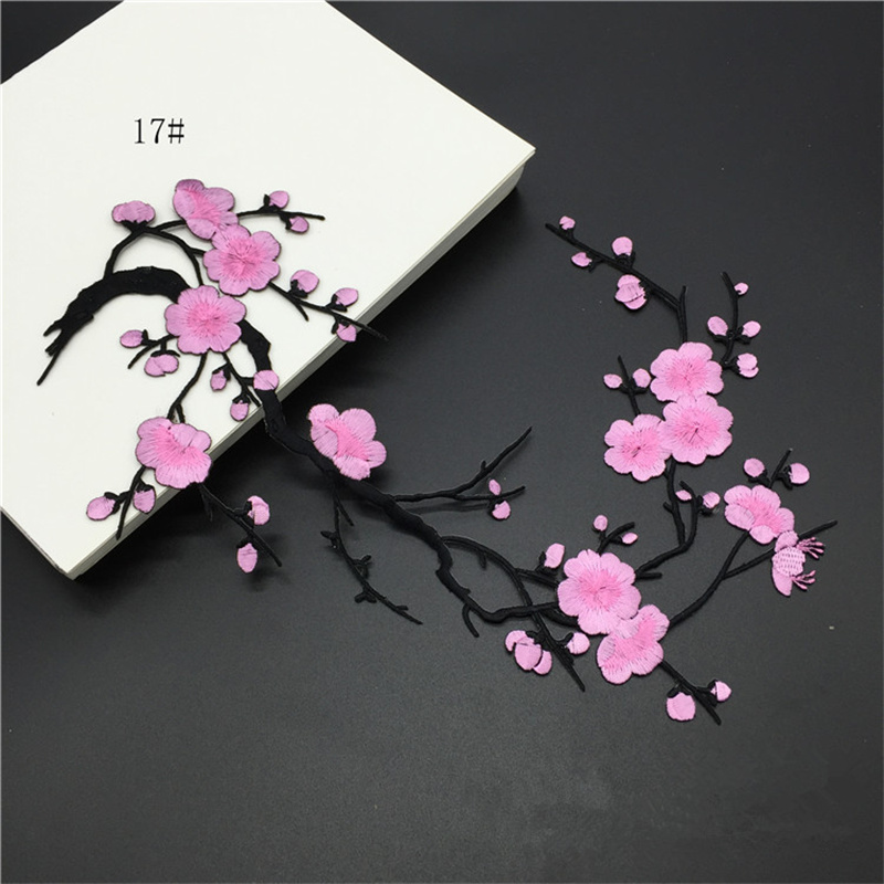 2PC Plum Blossom Cloth Sticker Embroidery Embroidery Clothes Patch Hole Stickers Flower Large Embroidered Piece Adhesive Decorative Accessories Diy - Image 5