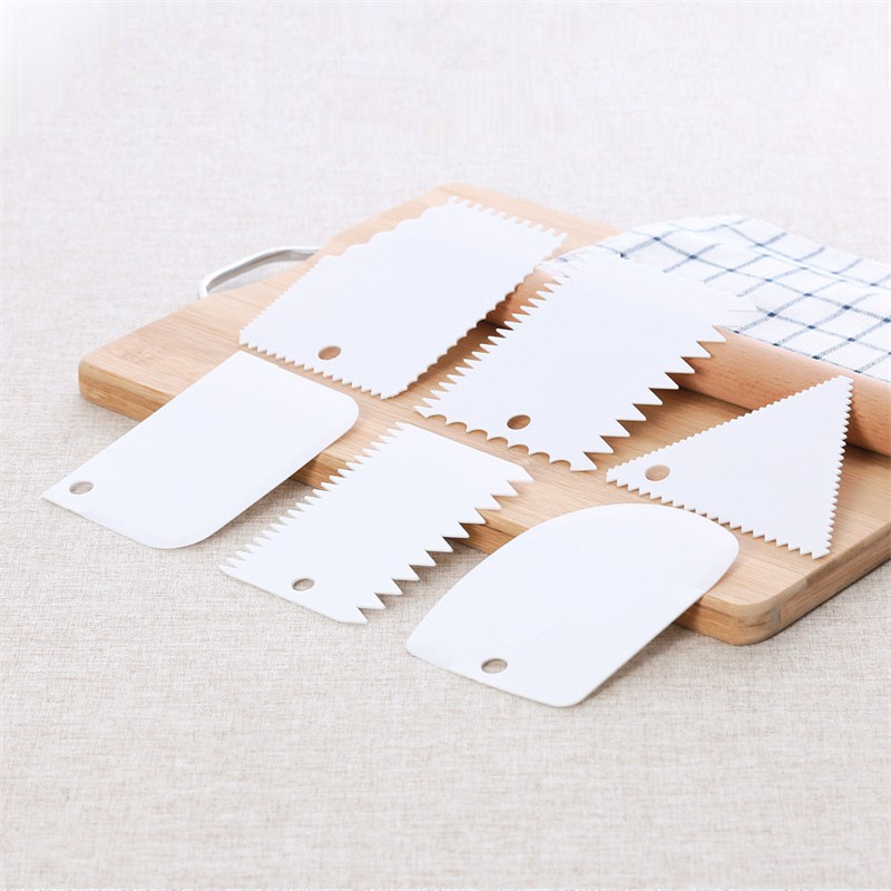 Color 6-Piece Plastic Trapezoidal Semicircle ARC Triangle Serrated Cake Cream Scraper - 图片 4
