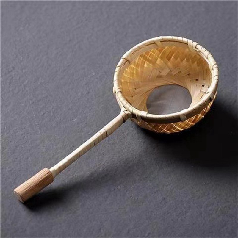 1Pc Retro Japanese-style Bamboo Rattan Tea Infuser Strainer Tea Filter Reusable Mesh Tea Leak with Handle Kitchen Accessories - 图片 3