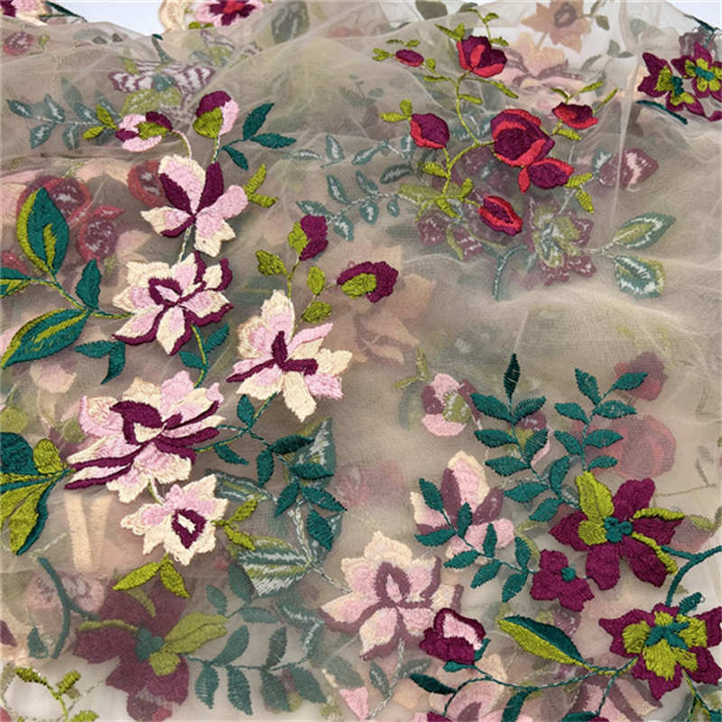 Apricot Black Water Soluble Soft Flower Embroidery Fabrics Lace DIY Fabric - Image 5