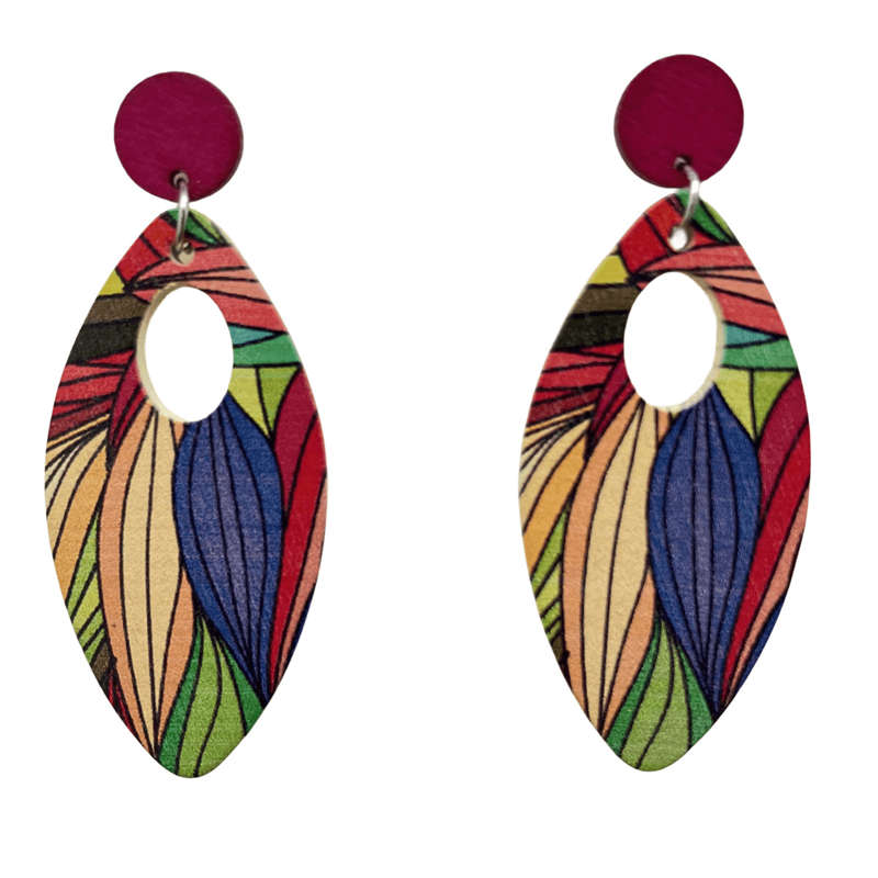 Jewelry Ornament European and American Earrings Wooden Earrings Retro Geometry - 图片 4
