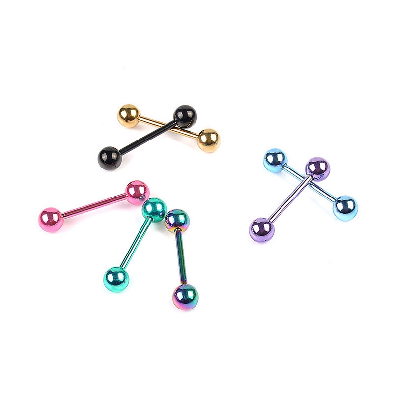 7 PCS Colorful Steel Bar Tongue Rings Body Piercing Jewelry Tounge Bars D - Image 6