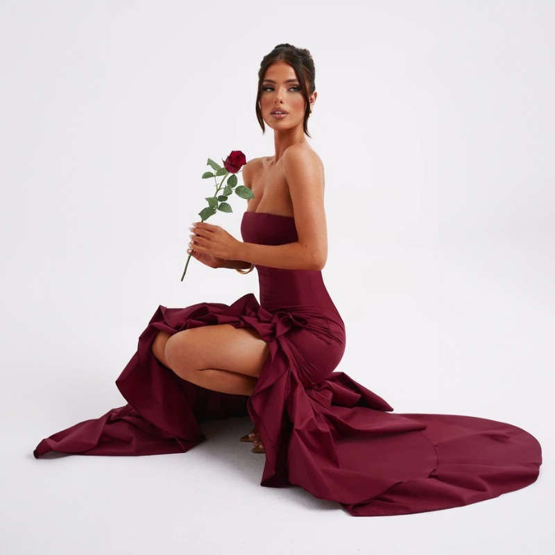 Women's Clothing Fashion Sexy off-the-Shoulder Tube Top Irregular Temperament Dress - 图片 12