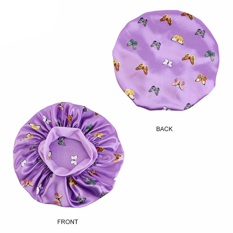 Pansy Type Satin Wide Brim Nightcap Shower Cap Beauty and Hairdressing Hat - 图片 7