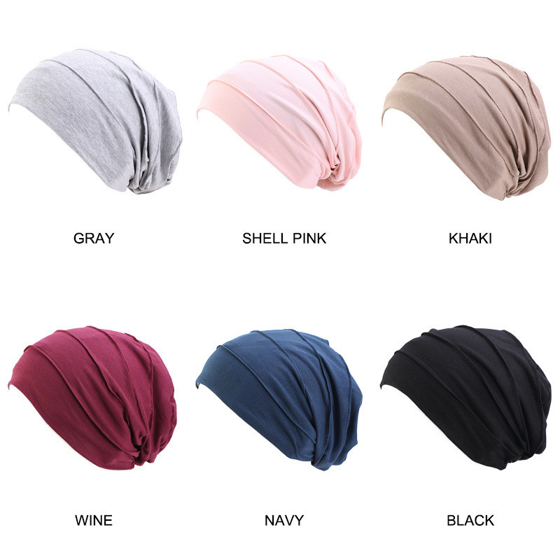 Double-Layer Satin Lined Chemotherapy Cap Women's Pullover Cap Nightcap Cotton Confinement Cap